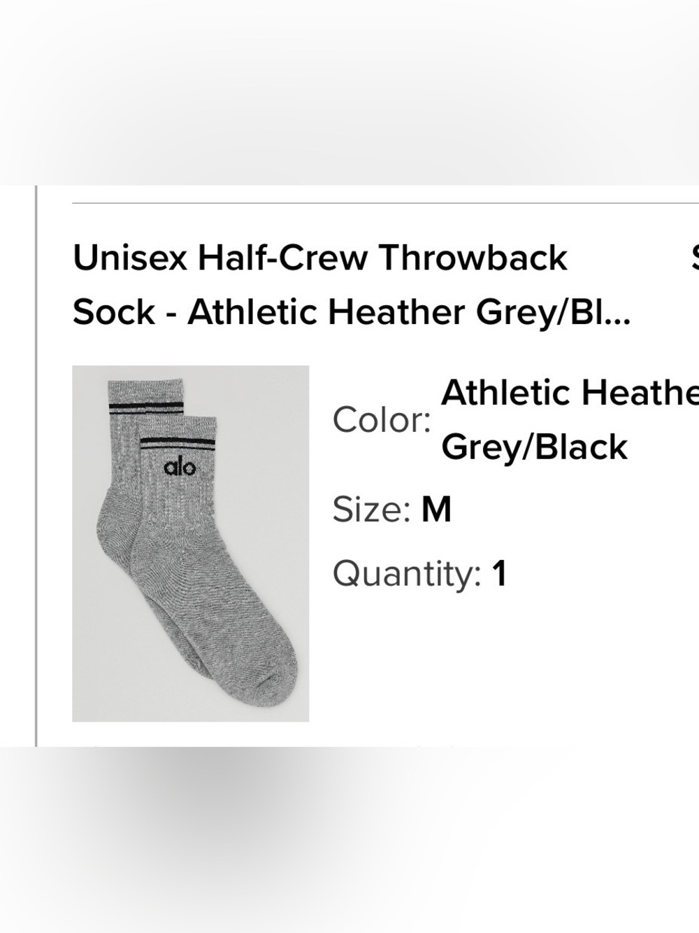 ALO Yoga Half Crew Socks - Grey with Black Logo